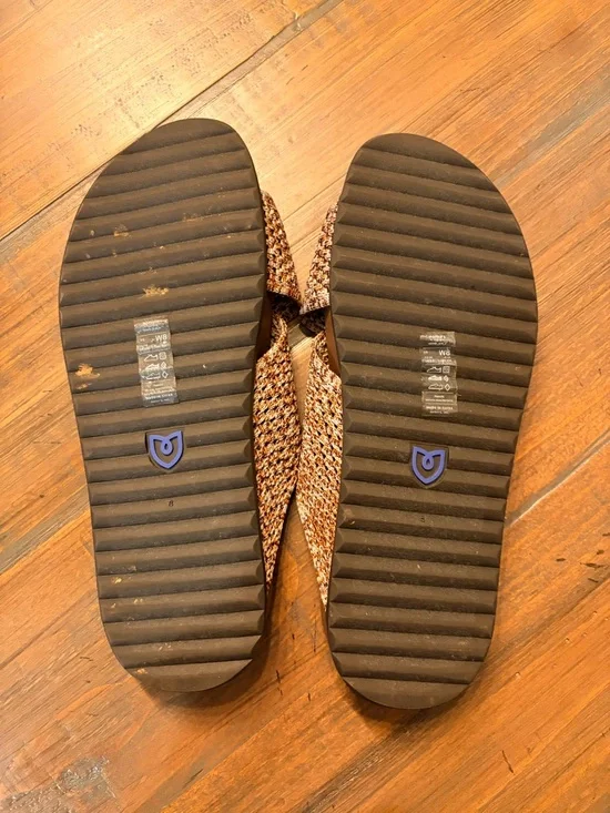 Rothy's Women's Woven Crossband Weekend Slide in Brown Tan Sz 8 Like New - Picture 3 of 4